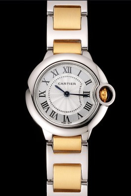 Cartier Ballon Bleu 30mm White Dial Stainless Steel Case Two Tone Bracelet Cartier Replica