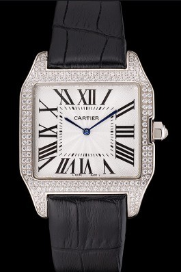 Cartier Santos 100 Diamond Silver Bezel 621924 Cartier Replica