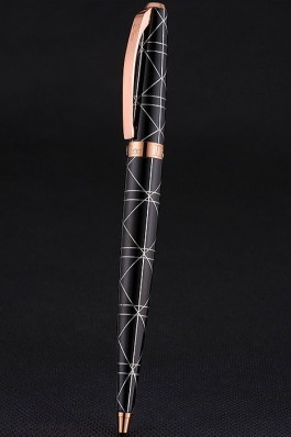 Christian Dior Gold Rimmed Silver Pattern Black Ballpoint Pen 622733 Replica Pen