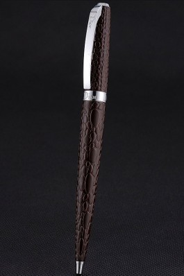 Christian Dior Silver Rimmed Fully Embossed Brown Ballpoint Pen 622731 Replica Pen