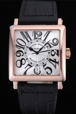 Franck Muller Master Square White Dial Gold Case Black Leather Band 622354 Franck Muller Replica Watch