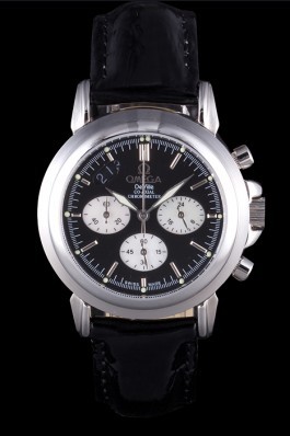 Black Leather Band Top Quality Patent Leather Men's Omega Deville Luxury Watch 4670 Omega Replica Watch