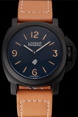 Panerai Luminor Ion Plated Stainless Steel Bezel Orange Leather Bracelet 622309 Panerai Luminor Replica