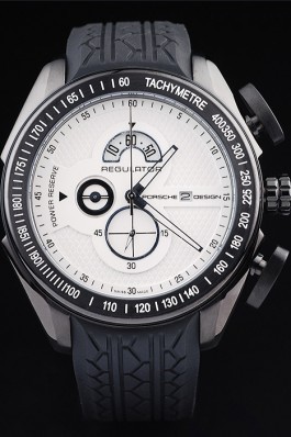 Porsche Regulator Power Reserve Black Case White Dial Best Designer Replica