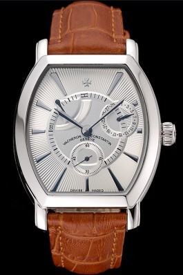 Vacheron Constantin Malte White Dial Stainless Steel Case Brown Leather Bracelet  Replica Vacheron Constantin
