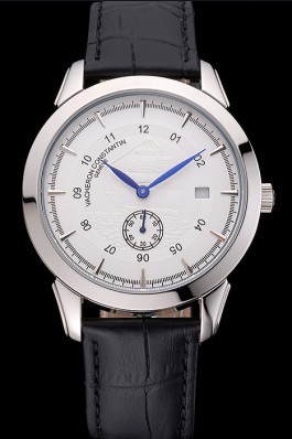 Vacheron Constantin Traditionnelle White Ship Dial Stainless Steel Case Black Leather Strap Replica Vacheron Constantin