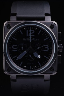 Black Leather Band Top Quality Carbon Steel Luxury Black Watch 4190 Bell & Ross Replica