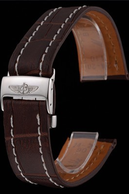 Breitling Brown Leather White Stitching Bracelet 622604 For Breitling Replicas