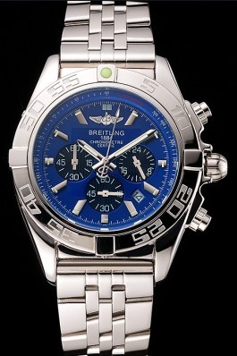 Breitling Chronomat 44 Blue Dial with Black Subdials Stainless Steel Bracelet 622508 Breitling Chronomat