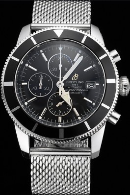 Breitling Superocean Heritage Chronographe 46 Black Dial And Bezel Stainless Steel Case And Bracelet Breitling Watches
