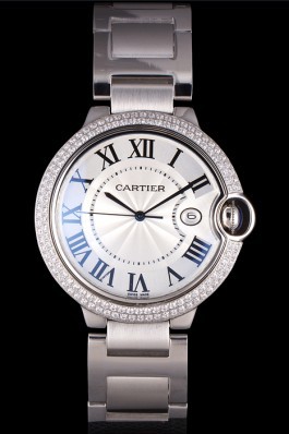 Cartier Ballon Bleu 44mm White Dial Diamonds Stainless Steel Case And Bracelet Cartier Replica