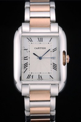 Cartier Tank Anglaise 36mm White Dial Stainless Steel Case Two Tone Bracelet Cartier Replica