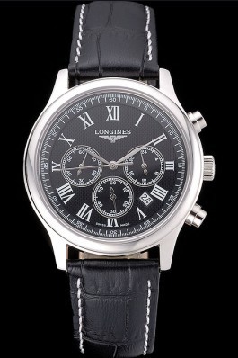 Longines Master Collection Black Leather Strap Black Dial 80224 Replica Longines