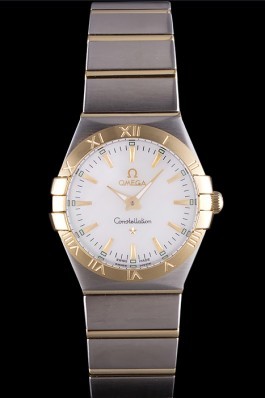 Omega Constellation White Dial Two Tone Band som90 621470 Best Omega Replica