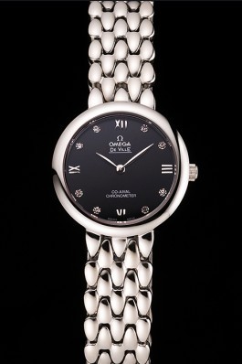 Omega De Ville Prestige No Date Dark Grey Dial With Diamonds Stainless Steel Case And Bracelet Omega Replica Watch