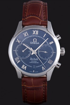Omega DeVille Silver Bezel with Grey Dial and Brown Leather Strap 621567 Omega Replica Watch