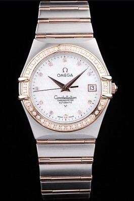 Omega Swiss Constellation Jewelry Diamond Case Omega Emblem White Dial 98111 Best Omega Replica