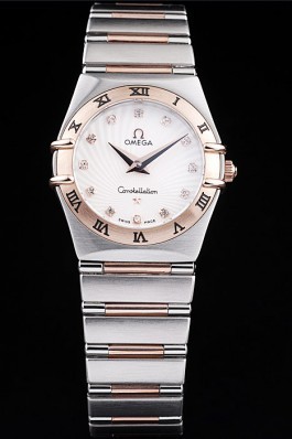 Omega Swiss Constellation Jewelry Rose Gold Case Small Radial Emblem White Dial Best Omega Replica