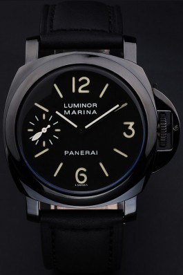 Black Leather Band Top Quality Panerai Marina Black Leather Men's Luxury Watch 4770 Panerai Luminor Replica