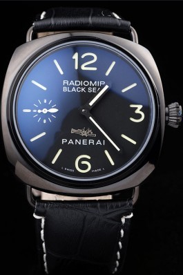 Panerai Radiomir Black Ceramic Case Black Dial Black Leather Strap 98135 Panerai Replica Watch