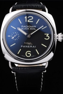 Panerai Radiomir Polished Stainless Steel Case Black Dial Black Leather Strap 98140 Panerai Replica Watch