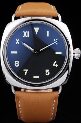 Panerai Radiomir Polished Stainless Steel Case Black Dial Brown Leather Strap 98160 Panerai Replica Watch