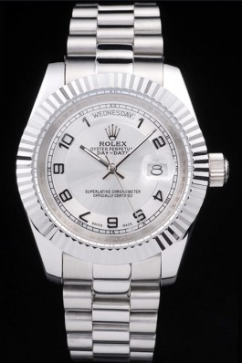 Rolex Day-Date Polished Stainless Steel White Dial Rolex Replica Aaa