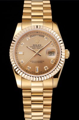 Gold Top Quality Rolex Day-Date Swiss Mechanism Luxury Watch 5371 Rolex Replica Aaa