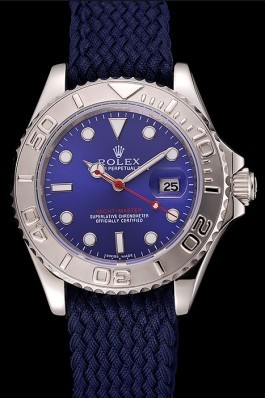 Rolex Yacht Master Blue Dial Blue Fabric Bracelet 1453868 Replica Rolex