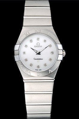 Swiss Lady Omega Constellation Stainless Steel Bracelet Silver Dial 80290 Best Omega Replica