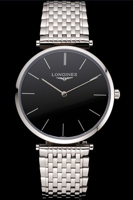 Swiss Longines Grande Classique Black Dial Stainless Steel Case And Bracelet Longines Replica Watch