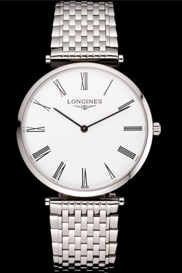 Swiss Longines Grande Classique White Dial Roman Numerals Stainless Steel Case And Bracelet Longines Replica Watch