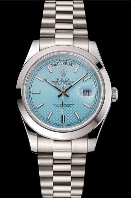 Swiss Rolex Day Date 40 Platinum Ice Blue Dial Stainless Steel Case And Bracelet Rolex Replica Aaa