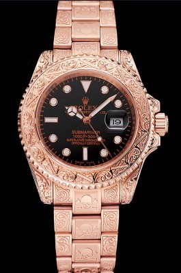 Swiss Rolex Submariner Skull Limited Edition Black Dial Rose Gold Case And Bracelet 1454086 Rolex Submariner Replica
